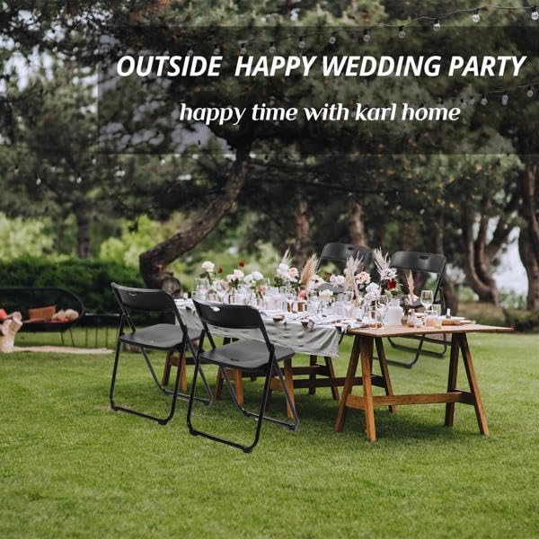 Black 4 Pack Plastic Stackable Folding Chair Y43022