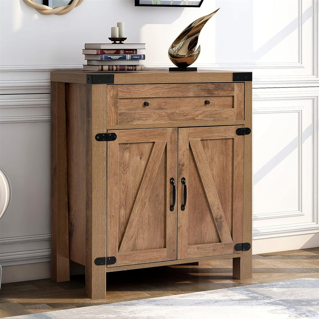 32 Farmhouse Barn Door Wood Accent Chest with Drawer A5575