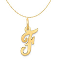 14K Yellow Gold Script Letter F Initial Pendant Charm With 10K Yellow Gold Rope Chain Necklace 20'' L123797