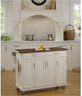 White Kitchen Cart with Oak Top C5210
