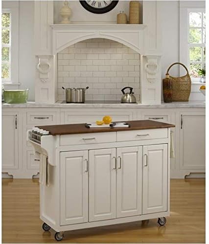 White Kitchen Cart with Oak Top C5210