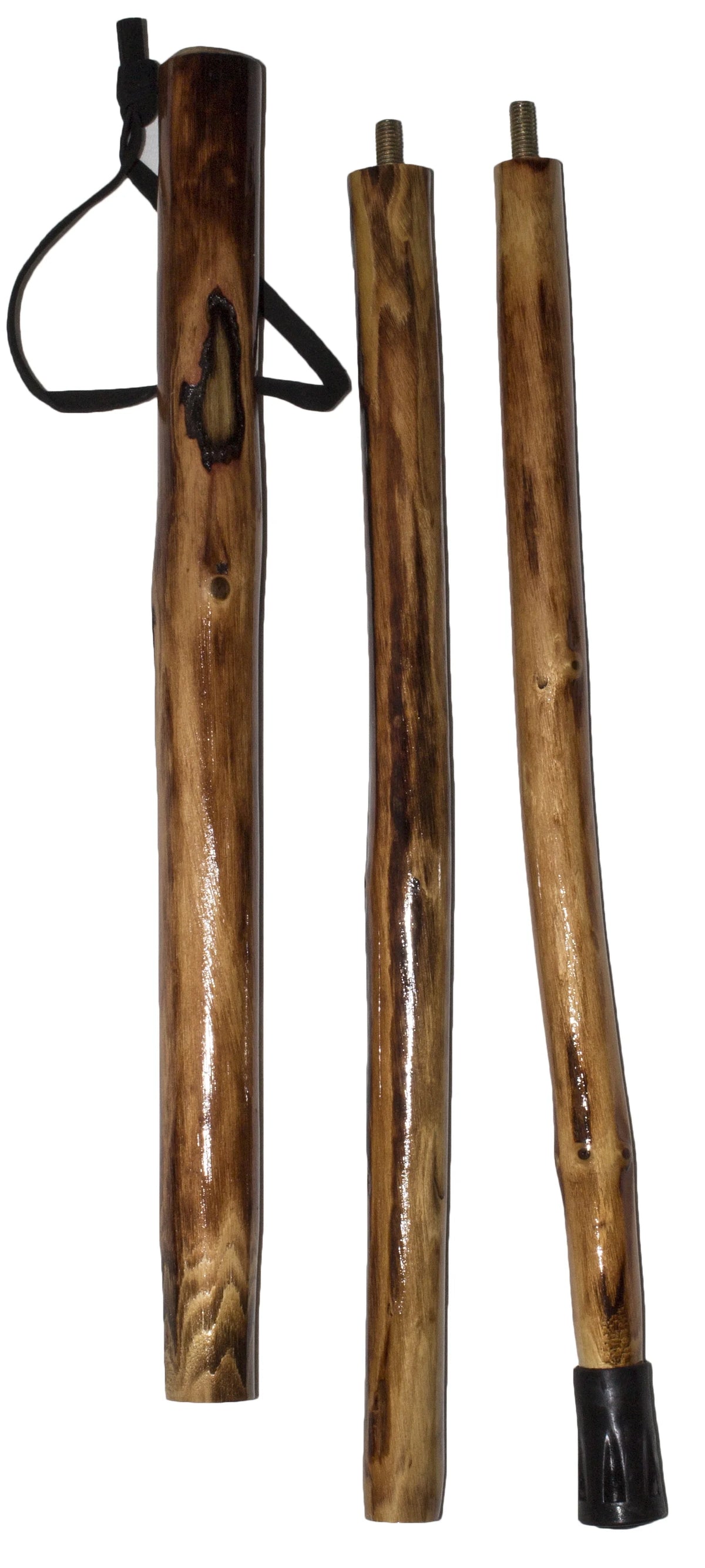 Wooden Walking Stick with Compass and Pouch K7352
