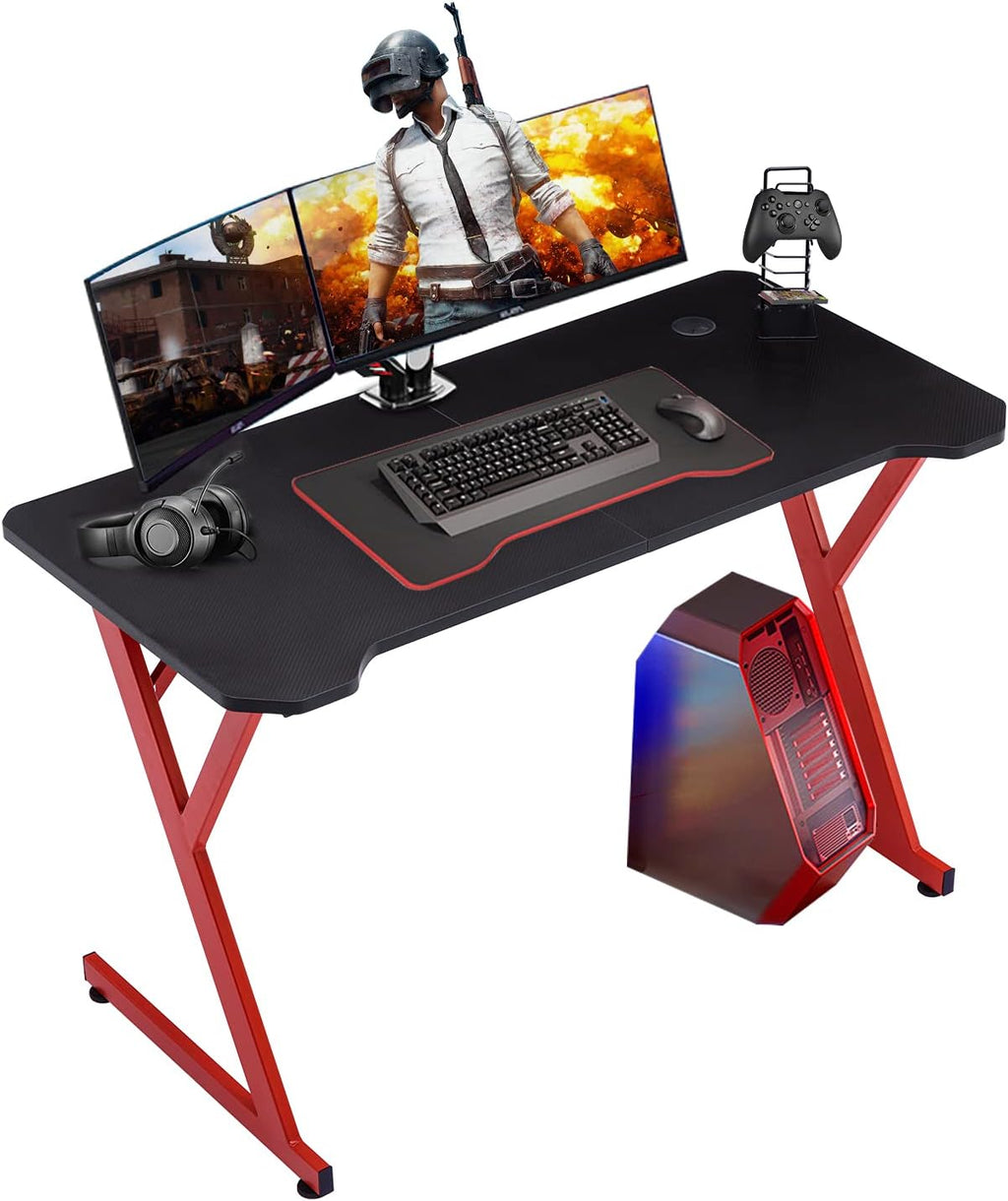 47 Ergonomic Z Shape Gaming Desk with Carbon Fiber Surface M2285