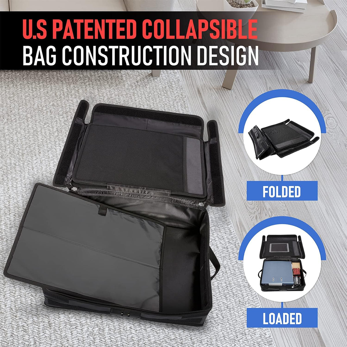 Fireproof Document Organizer Bag with Lock, 3-Layer File Storage Box, Waterproof File Holder, 17.5 x 13 x 5” M7539