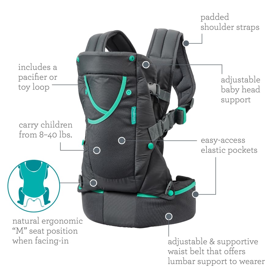 Gray Multi-Pocket Baby Carrier E66259