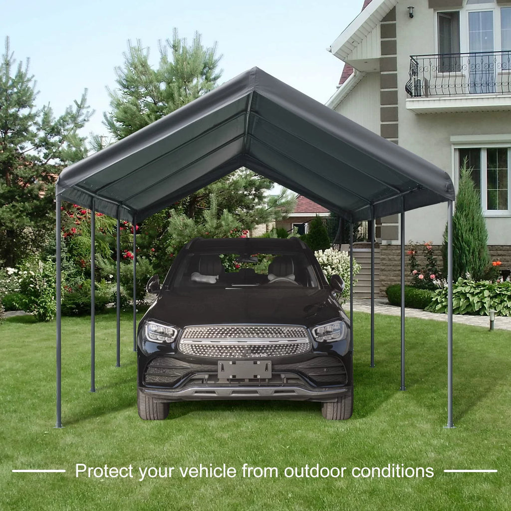 10' x 20' Heavy Duty Portable Carport Gray R5902