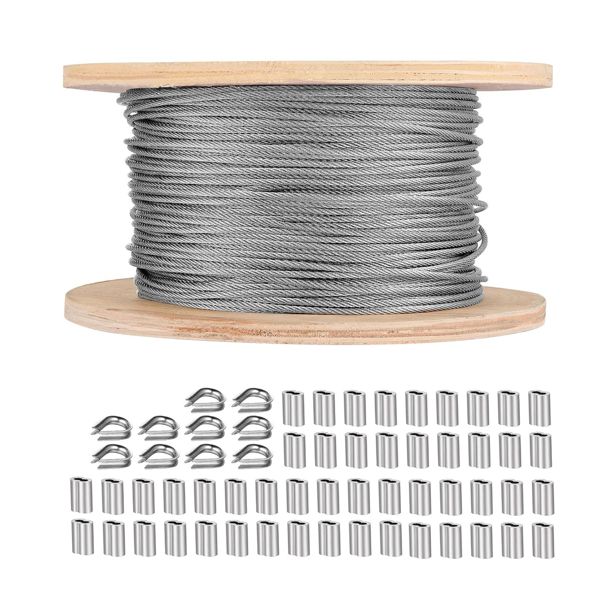 1/8 Stainless Steel Cable Wire Rope, 400FT T316 7x7 Strand Core H18920