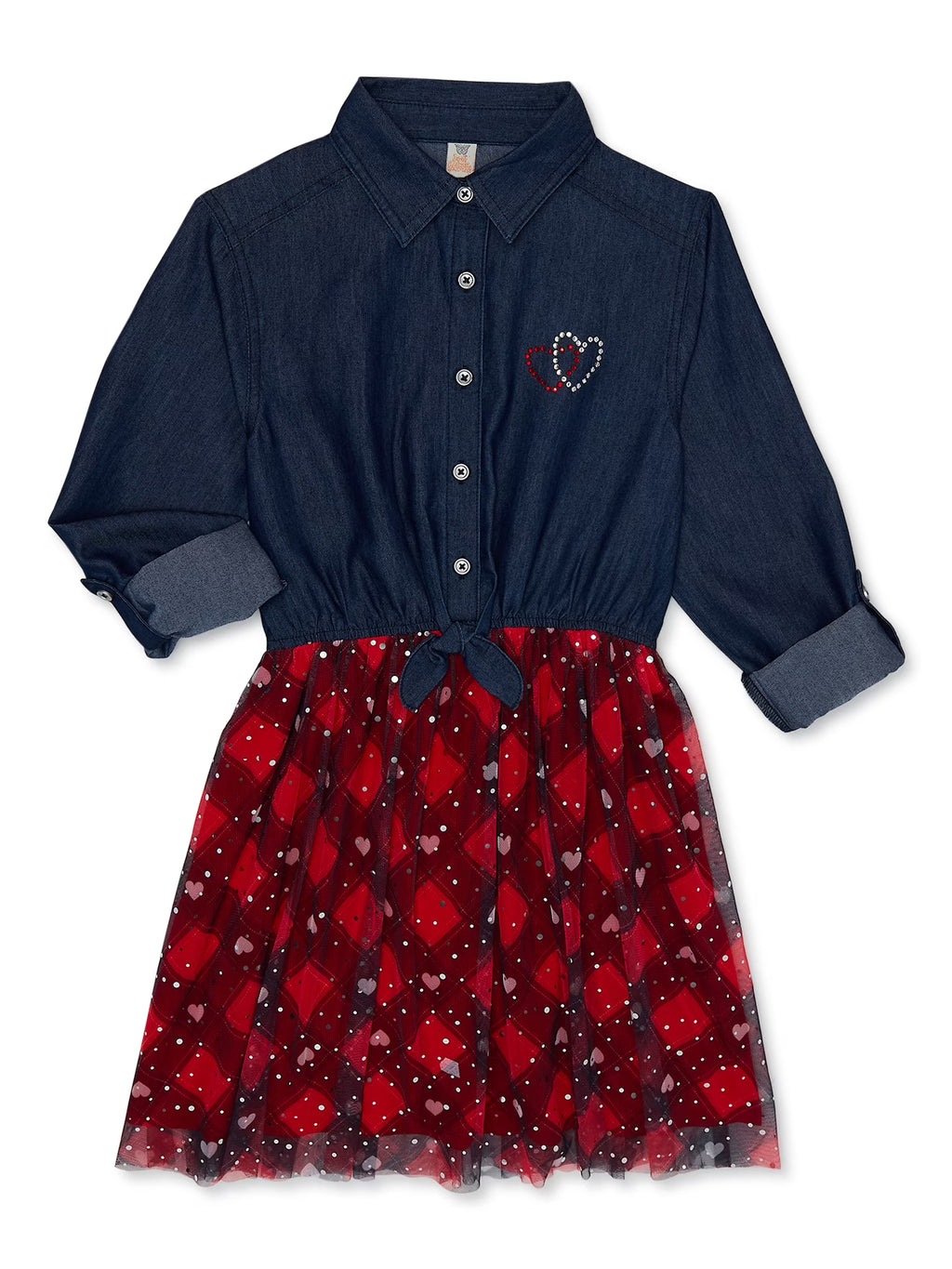 Girls Denim and Tulle Dress J866