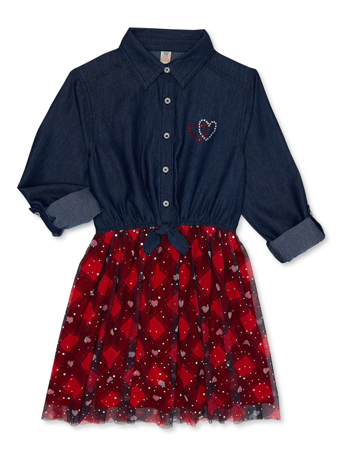 Girls Denim and Tulle Dress J866