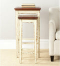 Antiqued White and Dark Brown Nesting Tables Q826265