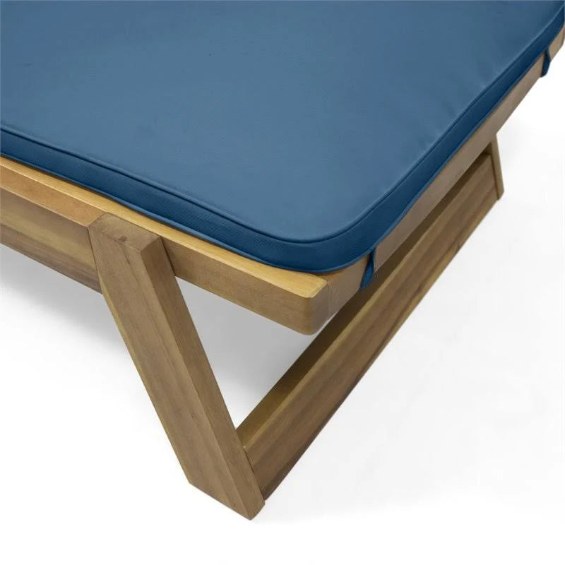 Teak and Blue Acacia Wood Chaise Lounge Set of 2 R607320