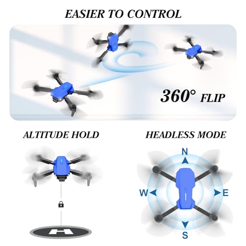 Foldable Mini Drone with 1080P Camera, 2 Batteries, Black F393