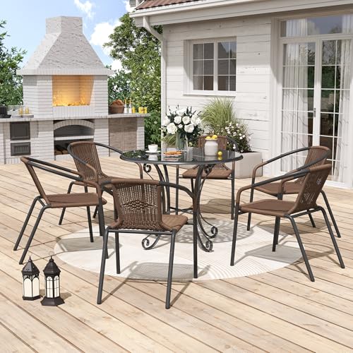 Black Wicker Stackable Dining Chairs Set of 6 S3639
