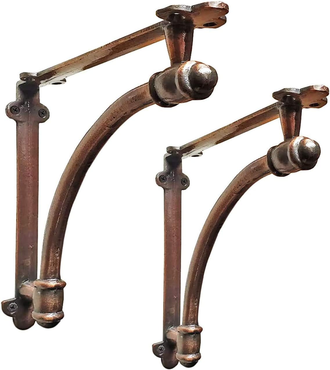 2 Pack Heavy Duty Rustic Black Iron Half Round Wall Shelf Bracket M201997