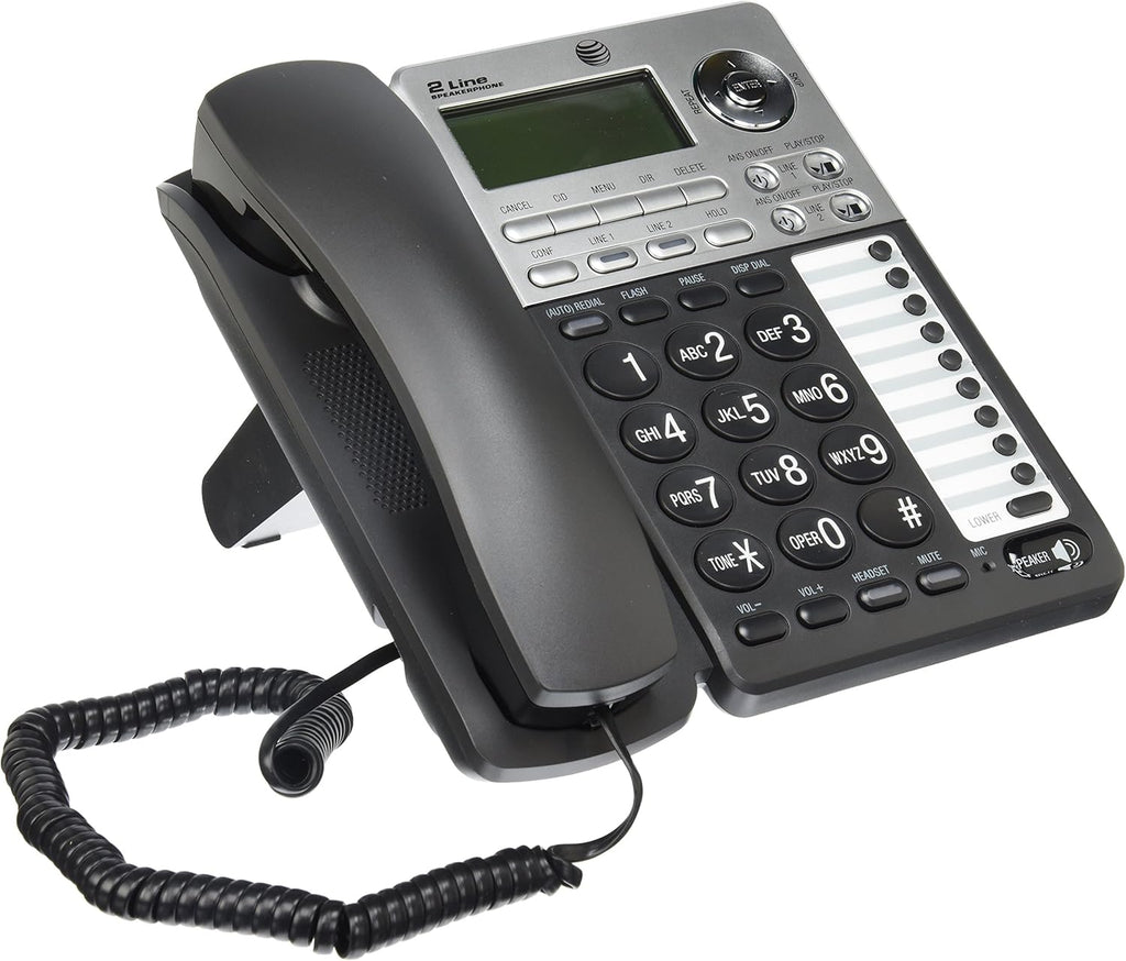 2-Line Corded Telephone with Digital Answering System and Caller ID/Call Waiting, Black/Silver Q589646