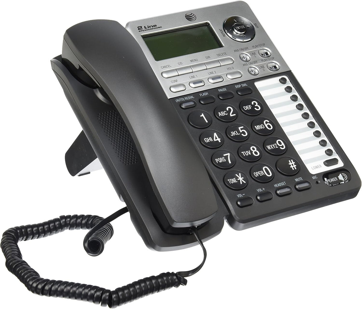 2-Line Corded Telephone with Digital Answering System and Caller ID/Call Waiting, Black/Silver Q589646