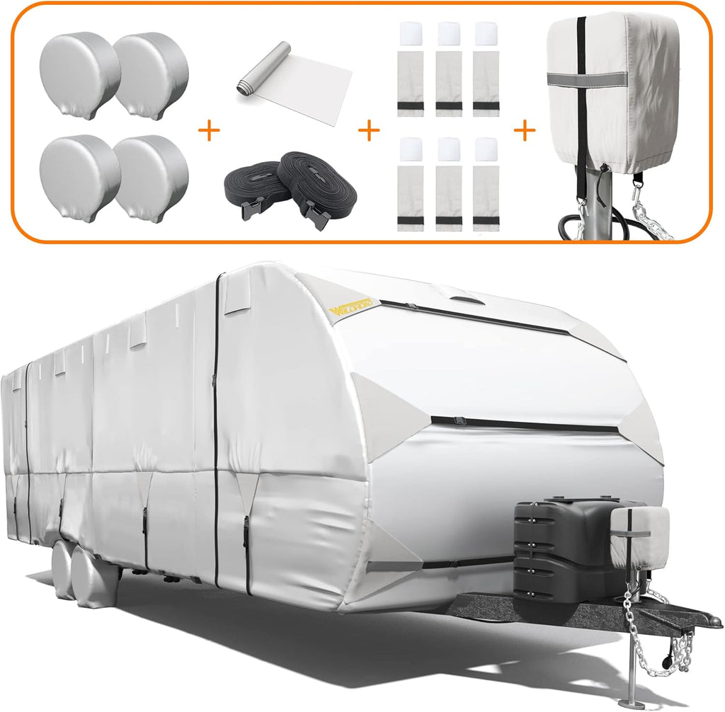 Waterproof Windproof Anti-UV Travel Trailer Cover for 18'-20' RV S8943