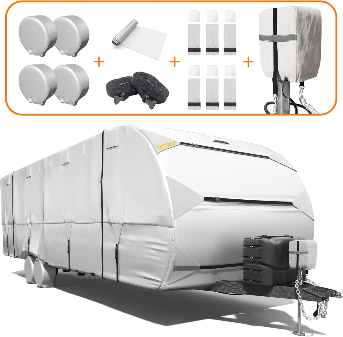 Waterproof Windproof Anti-UV Travel Trailer Cover for 18'-20' RV S8943