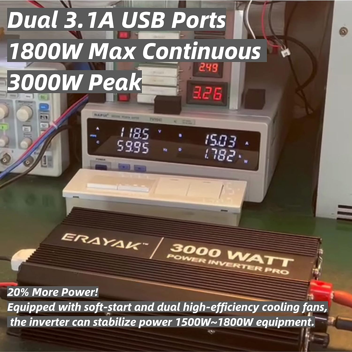 1500W Power Inverter 12v to 110v Modified Sine Wave E50620