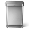 55L Rectangular Step Trash Can Brushed Silver A335