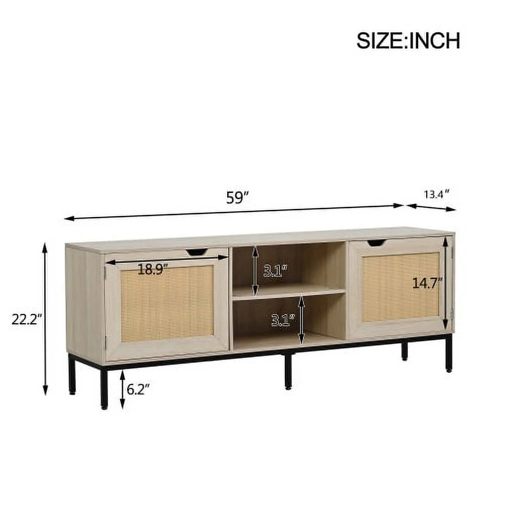 Rattan TV Stand with 2 Rattan Doors X225802