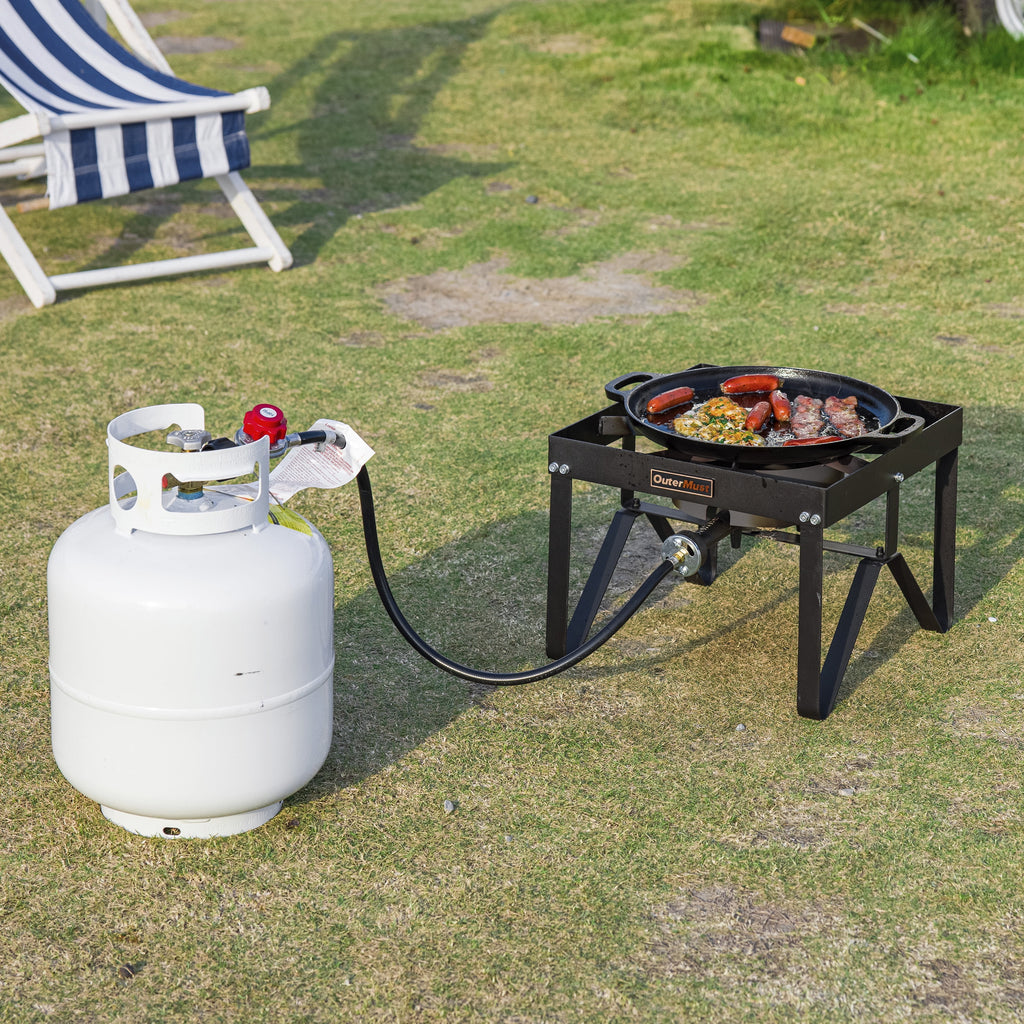 Outdoor Propane Burner Stove with 10 PSI Regulator and Cast Iron Braided Holes K107769