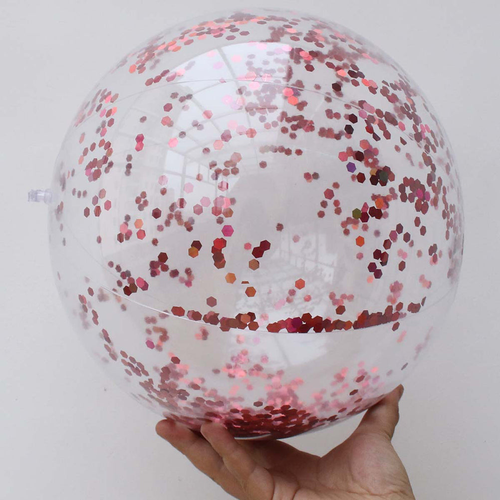 2pcs Glitter Sequin Beach Balls Round Transparent PVC Inflatable Ball Toys with Pumps I154766
