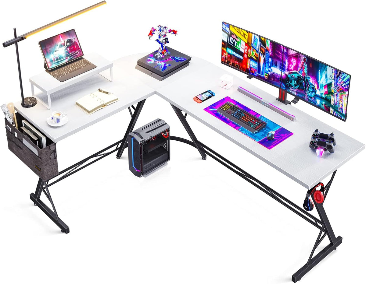 66" L Shaped Computer Desk with Monitor Stand P7190