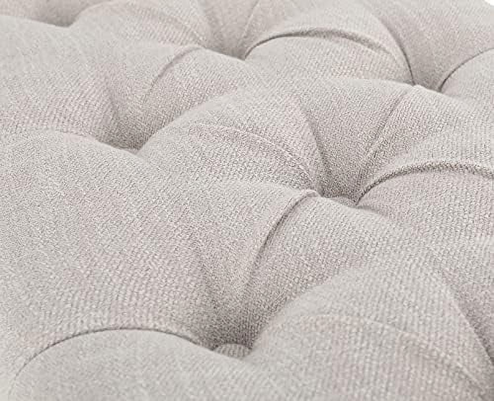 Beige Tufted Wood Entryway Bench S153