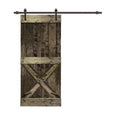 36 in. x 84 in. Distressed Espresso Stained Solid Knotty Pine Wood Interior Sliding Barn Door with Hardware Kit Y261162