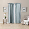 Blue 100x84" Faux-Silk Rod Pocket Curtain Pairs B2412
