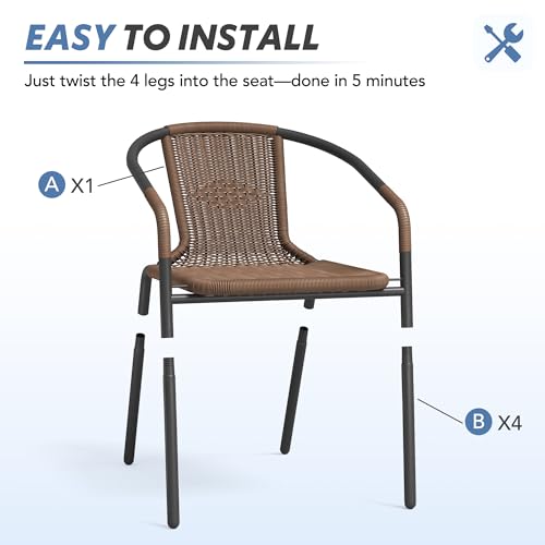 Black Wicker Stackable Dining Chairs Set of 6 S3639