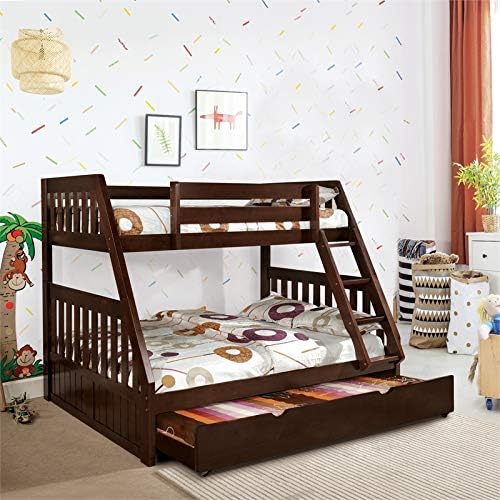 Twin Over Full Bunk Bed in Dark Walnut F9134