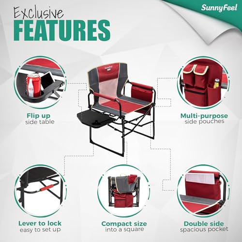 Oversized Portable Folding Camping Chair with Side Table A301