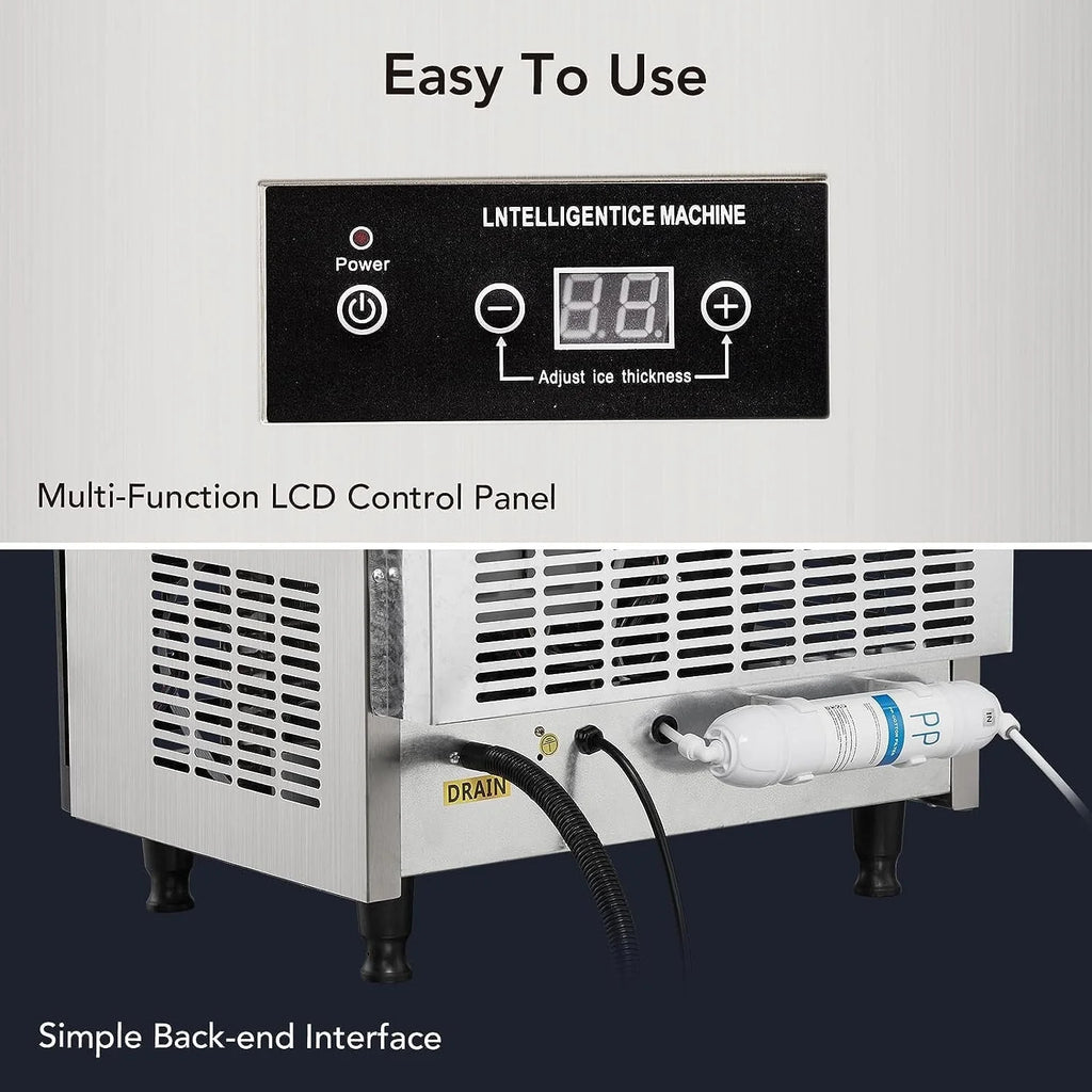 Commercial Ice Maker Machine, Under Counter, 110lbs in 24Hrs, 33lbs Storage Capacity K9593
