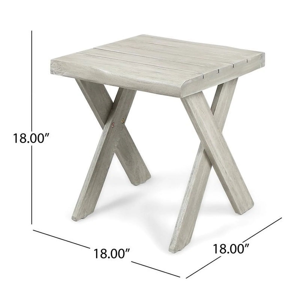 Light Gray Acacia Wood Outdoor Side Table E668