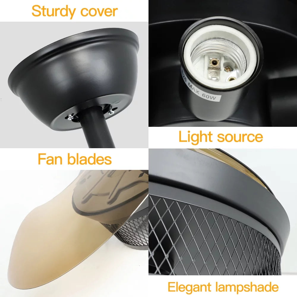 42" Invisible Ceiling Fan with Light and Remote O7582
