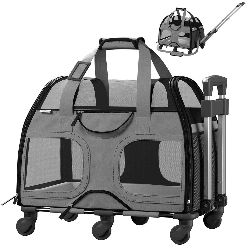 Pet Carrier with Removable Wheels and Double Telescopic Handle Q534