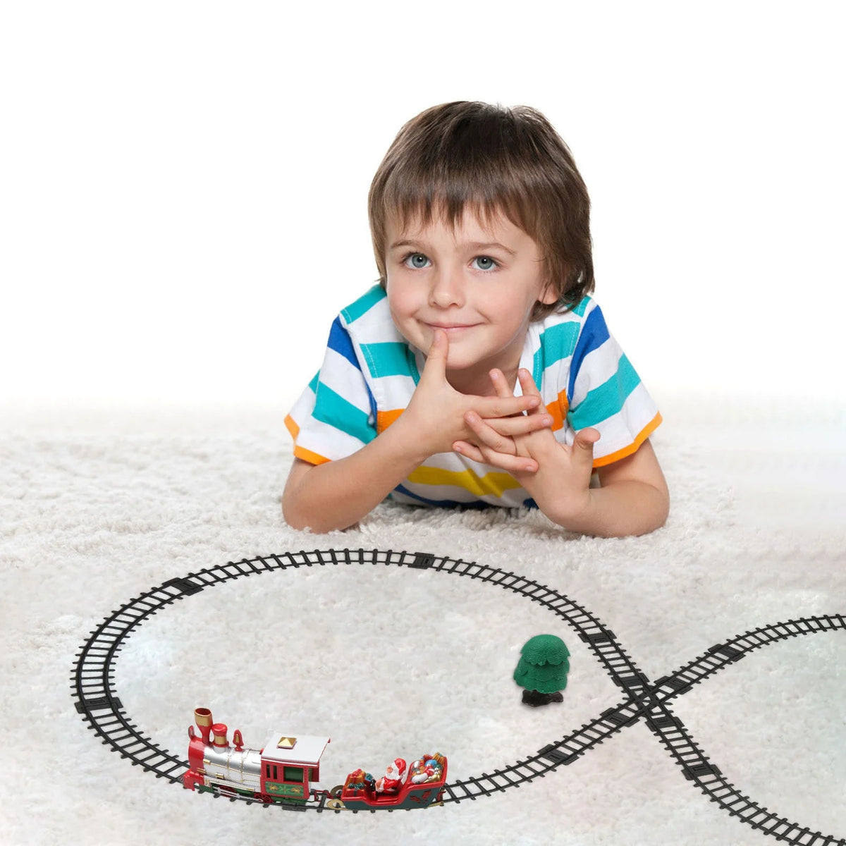 Battery Operated Toy Train Set with Railway Tracks X36955