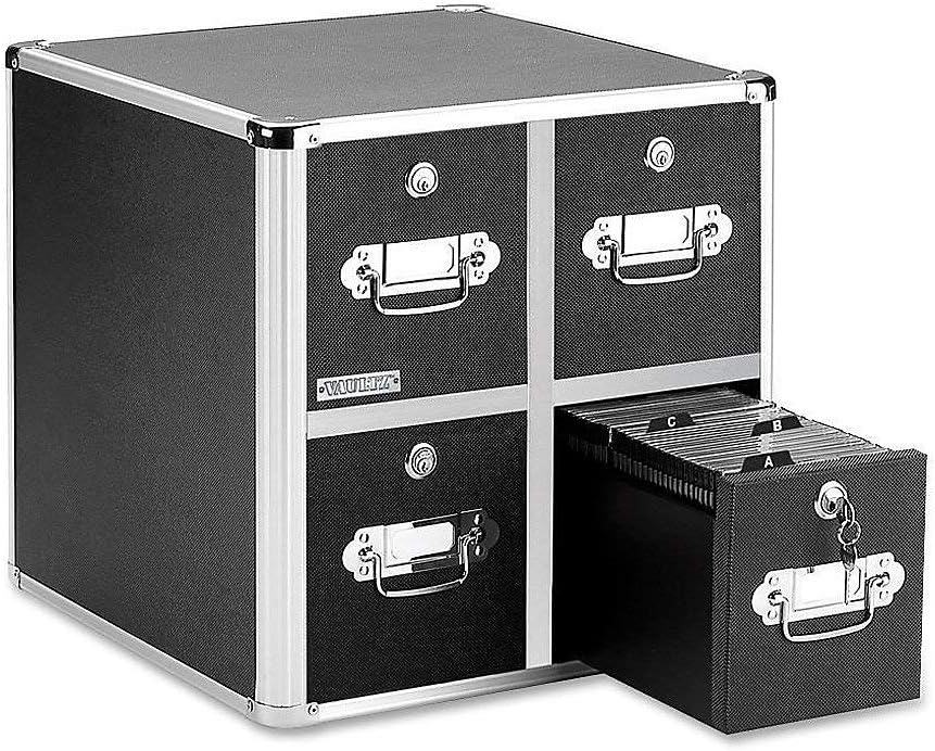 Locking CD File Cabinet, 4 Drawers, Black B525