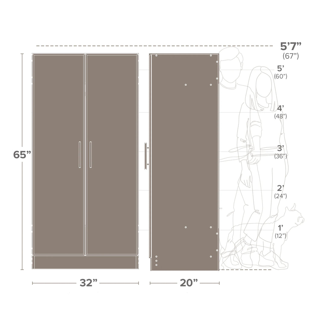 White Wardrobe Closet with Hanging Rail Y1967