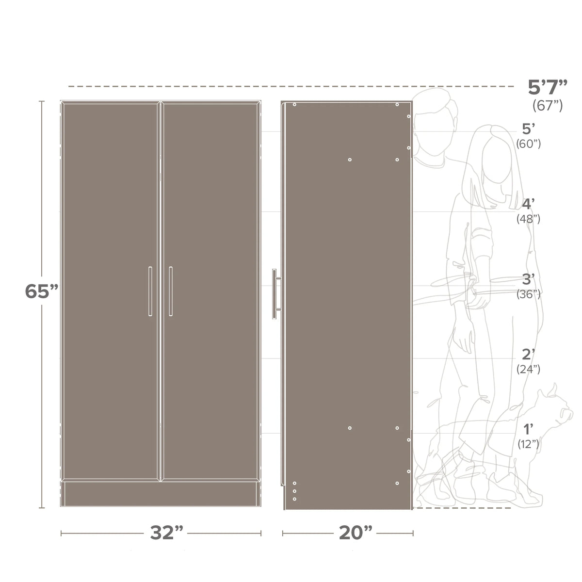 White Wardrobe Closet with Hanging Rail Y1967