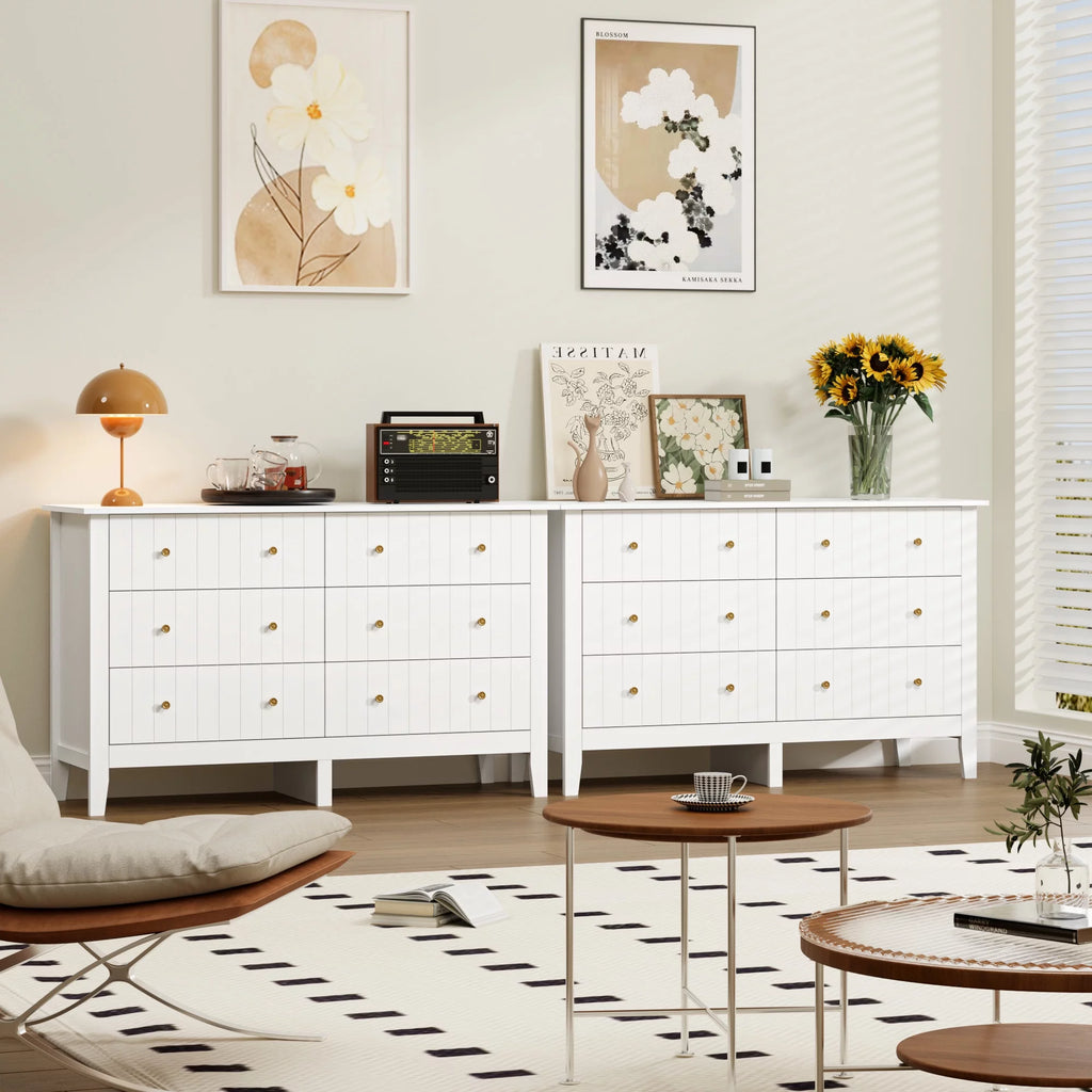 White 6 Drawer Wood Dresser B88601