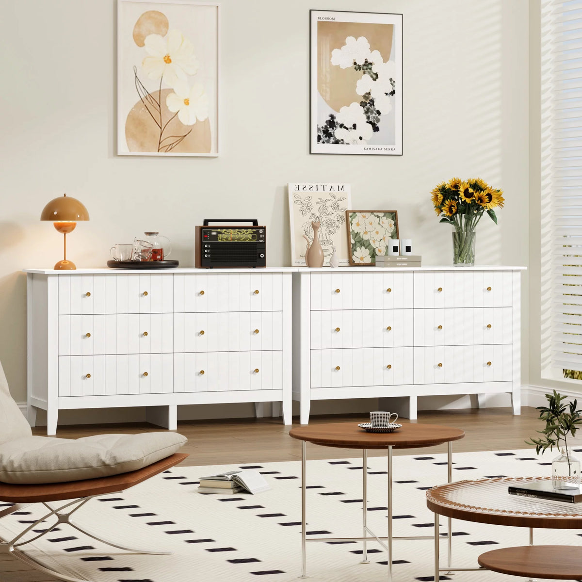 White 6 Drawer Wood Dresser B88601