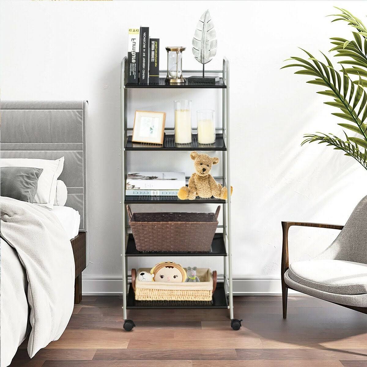 Black 5 Tiers Mesh Utility Cart I5964