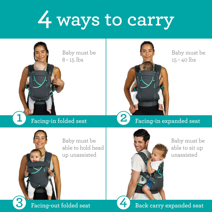 Gray Multi-Pocket Baby Carrier E66259