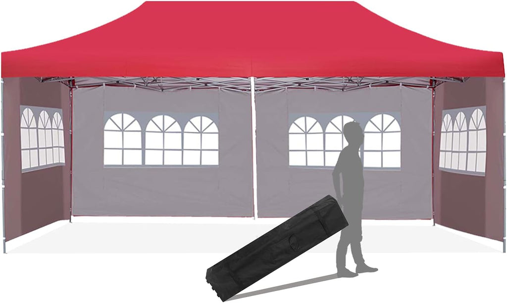 10x20 ft Pop up Canopy Tent with Removable Sidewalls and Wheeled Bag W8895