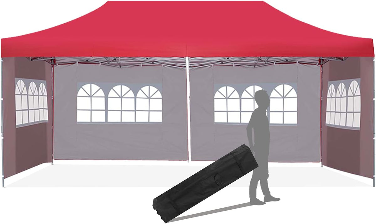 10x20 ft Pop up Canopy Tent with Removable Sidewalls and Wheeled Bag W8895