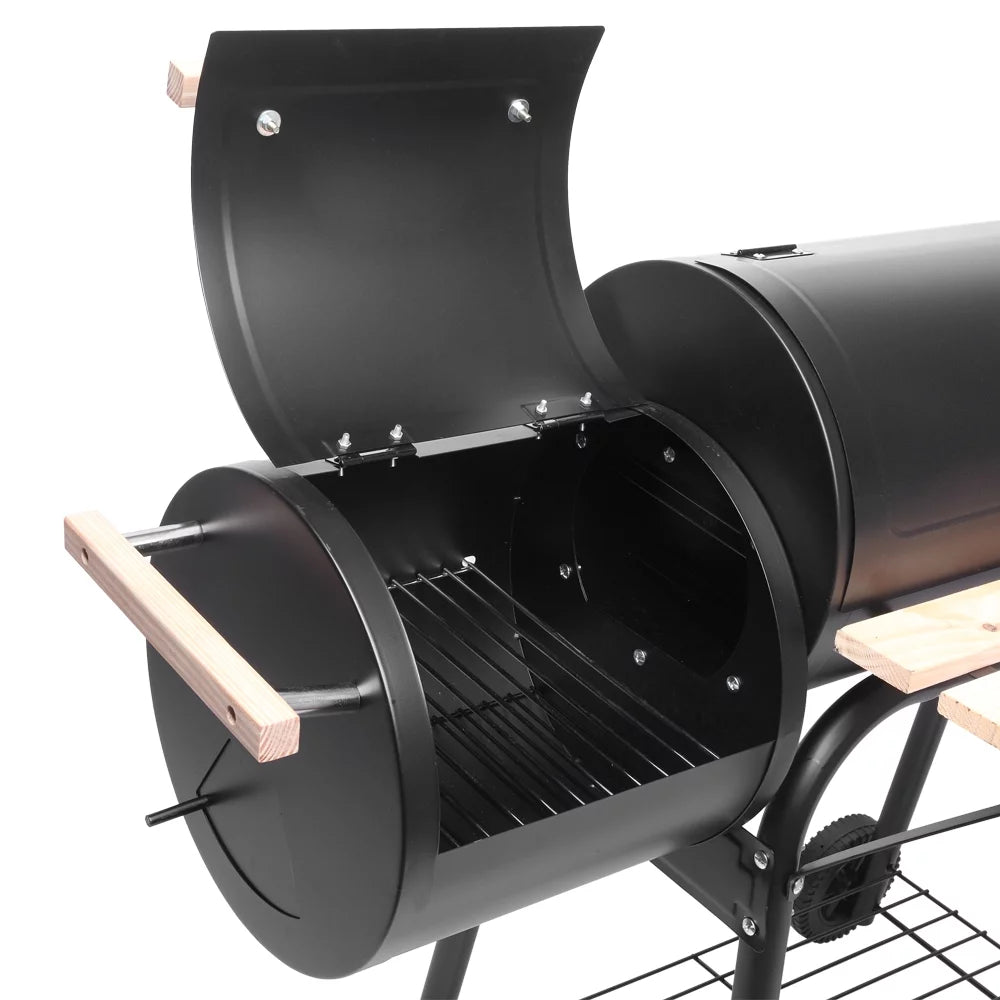 Charcoal BBQ Grill with Wheels and Storage Holder, 28 Inch Y3148