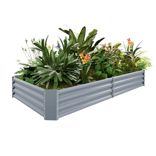 2 Pack 8×4×1ft Galvanized Metal Raised Garden Bed O294954